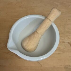 Ceramic Mortar with Wooden Pestle